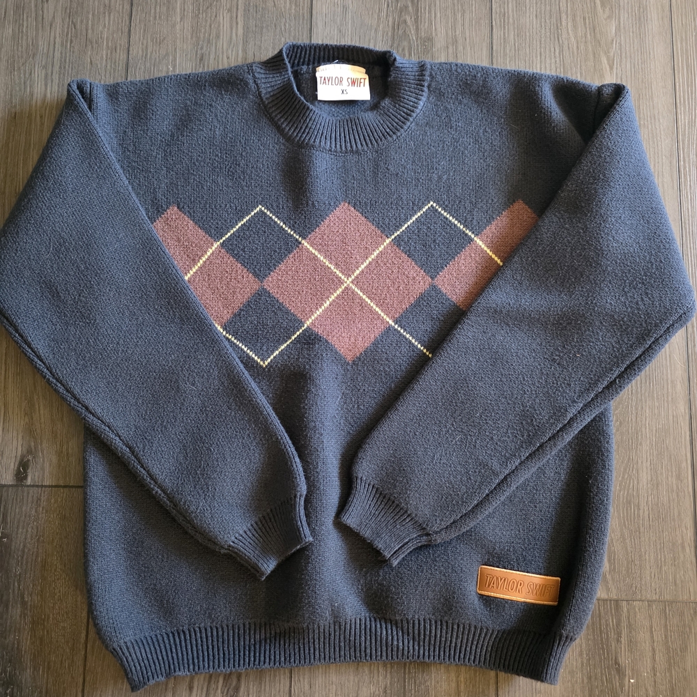 Taylor Swift All Too Well Navy Argyle Sweater